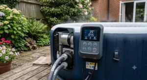 Built-in digital control panel and rapid heating system for a 2 person inflatable hot tub.