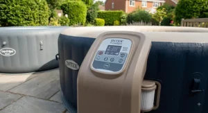 Digital control unit and pump display on an Intex PureSpa inflatable hot tub