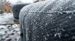 Close up of durable puncture resistant material on an inflatable hot tub for cold weather